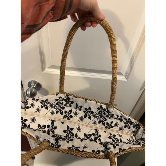 Sondra Roberts Squared Women’s Large Basket Tote Bag Beach Summer French